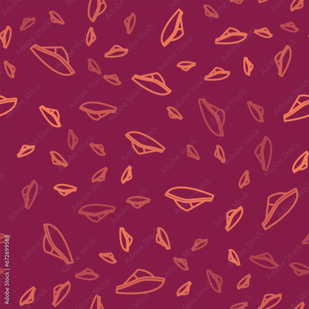 Brown line Speedboat icon isolated seamless pattern on red background. Vector Brown line Speedboat icon isolated seamless pattern on red background. Vector