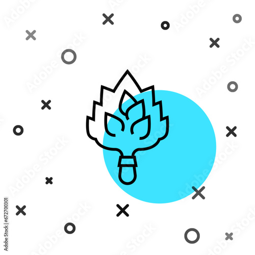 Black line Sauna broom icon isolated on white background. Broom from birch twigs, branches for Russian steam bath, sauna, washhouse. Random dynamic shapes. Vector