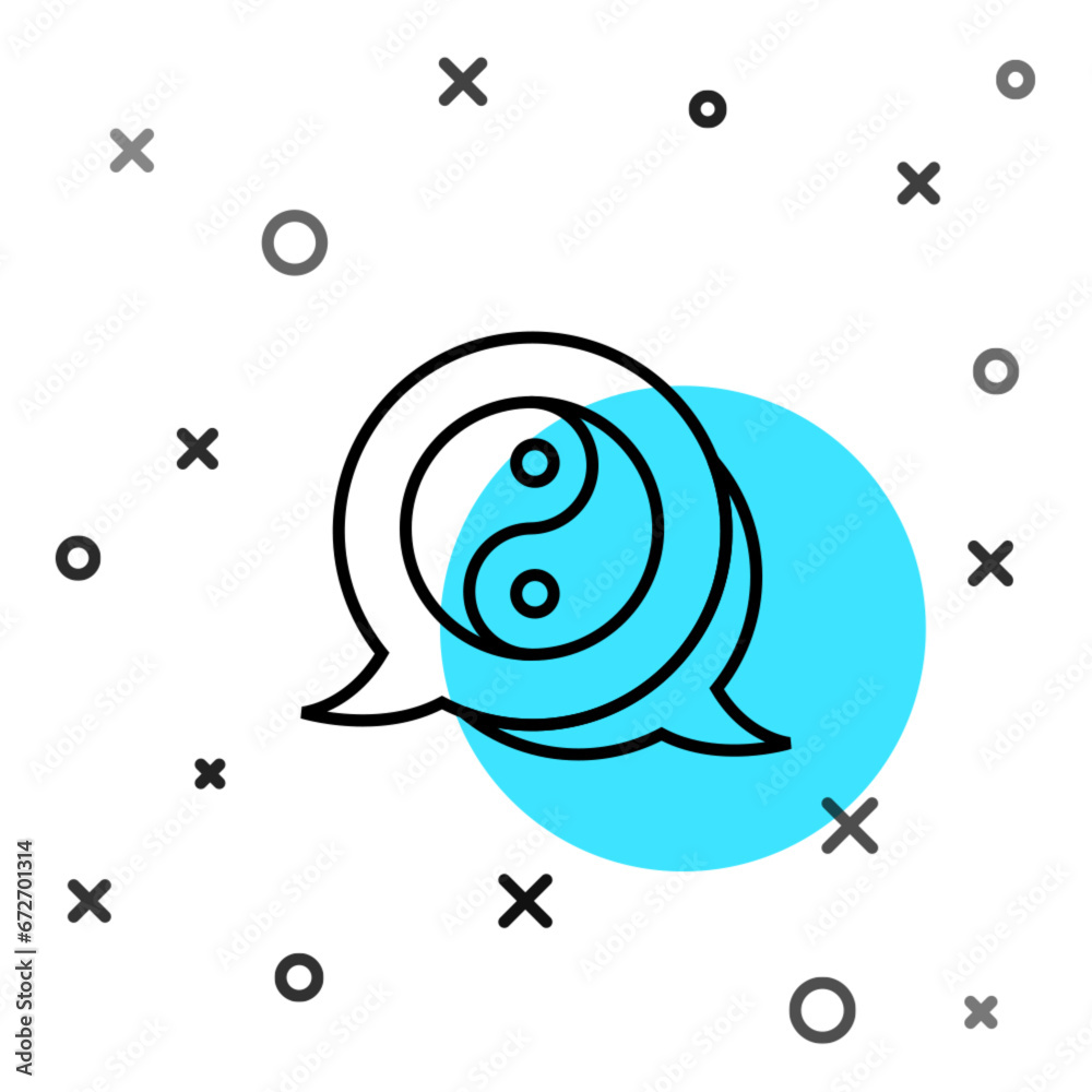 Fototapeta Black line Yin Yang symbol of harmony and balance icon isolated on white background. Random dynamic shapes. Vector