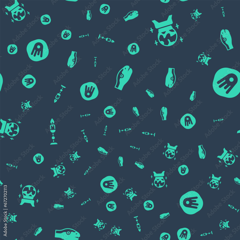 Set Snake, Magic ball, Burning candle and Comet falling down fast on seamless pattern. Vector Set Snake, Magic ball, Burning candle and Comet falling down fast on seamless pattern. Vector