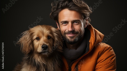 an artistic portrait of the owner and his best friend the dog © stasknop