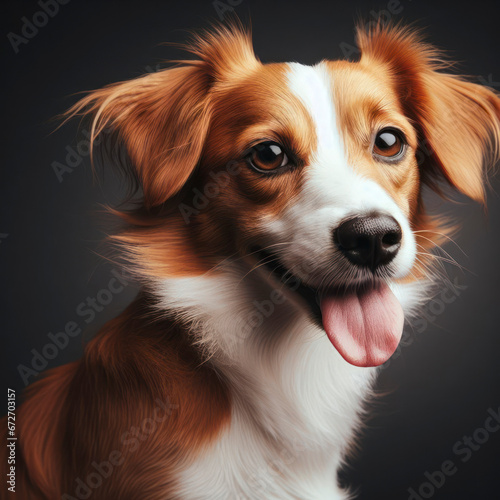 Jack Russell tolling retriever licks his lips. Pet in the studio. ai generative