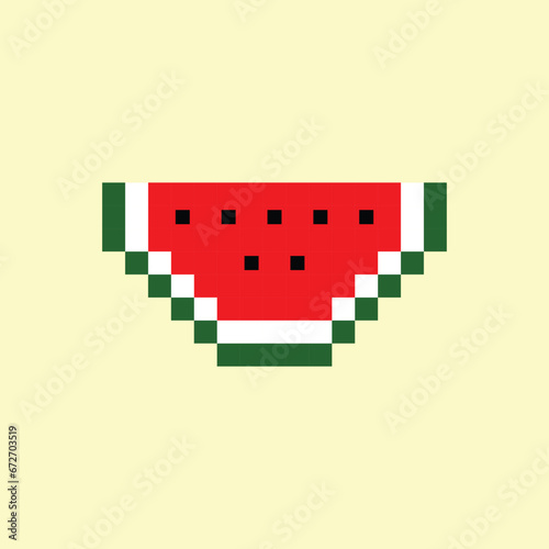 Pixel icon of watermelon vector illustration. Watermelon as a symbol of saving humanity in the  Palestine struggle