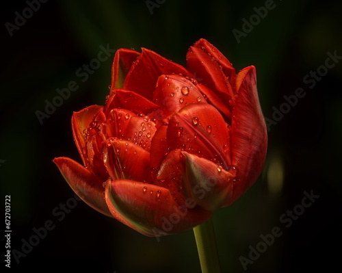 Rote Tulpe mit Wassertropfen