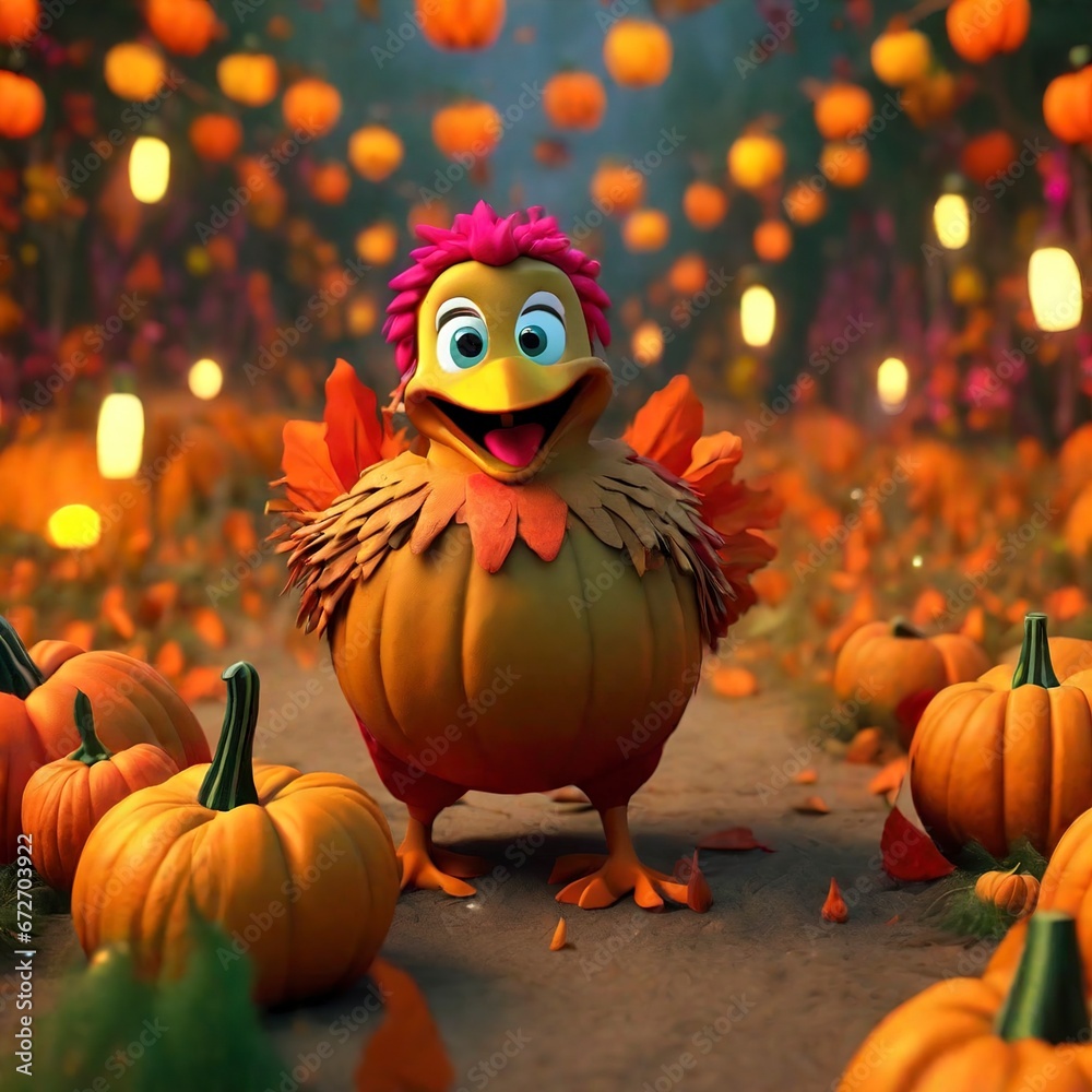 Fototapeta premium cute thanksgiving rooster