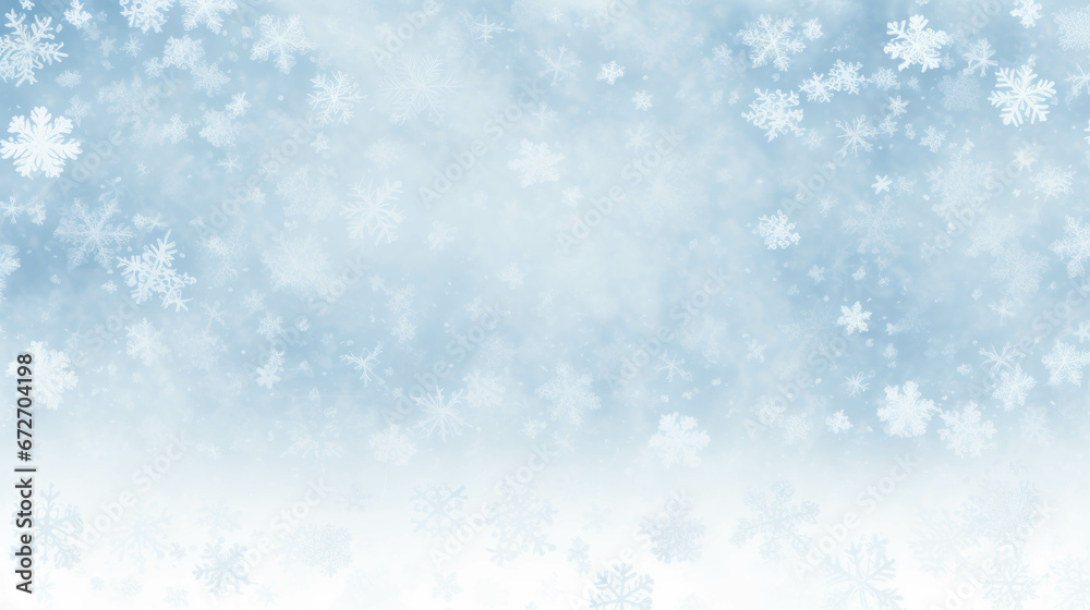 Snowflakes on a cold blue winter background. Template for card, invitation, banner