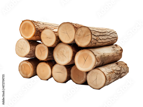 pile of firewood isolated png on transparent background