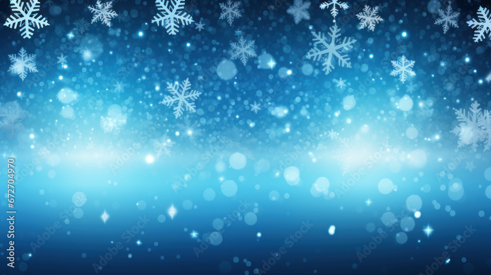 Snowflakes on a cold blue winter background. Template for card, invitation, banner Snowflakes on a cold blue winter background. Template for card, invitation, banner