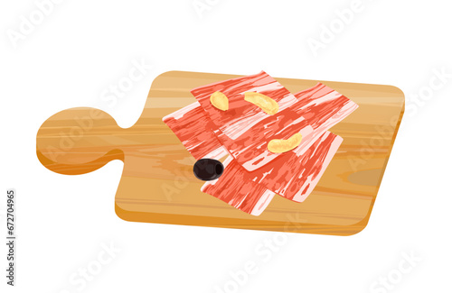 スペイン料理_スライスされた生ハムのベクターイラスト