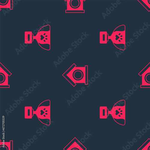 Set Pet award symbol and Dog house on seamless pattern. Vector