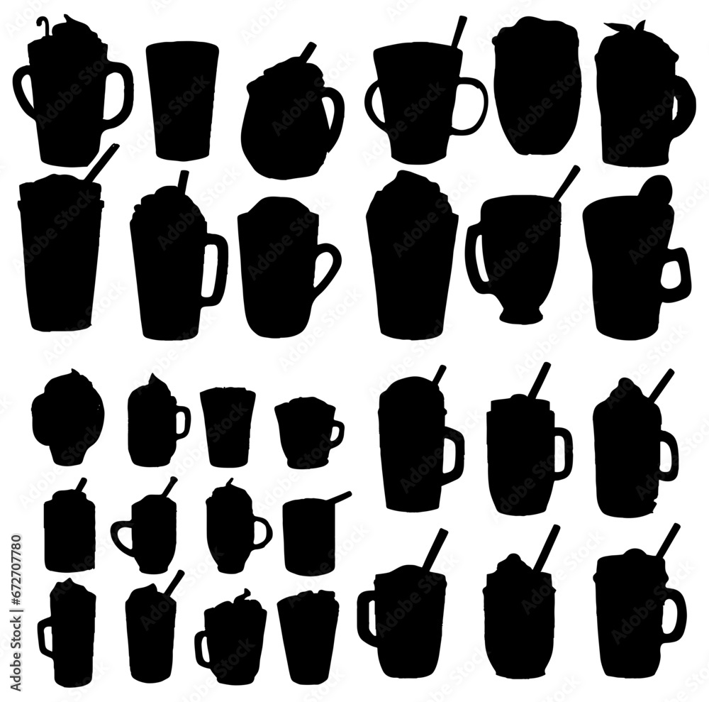 Naklejka premium Coffee drink silhouettes