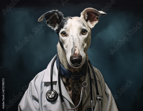 portrait of a black dog as a doctor © Alexandr Steblovskiy