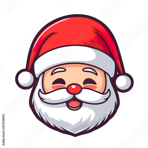 Cute Santa 's Head isolated on a white background. Happy Santa Claus , , Generative Ai