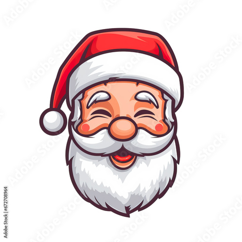 Cute Santa 's Head isolated on a white background. Happy Santa Claus , , Generative Ai