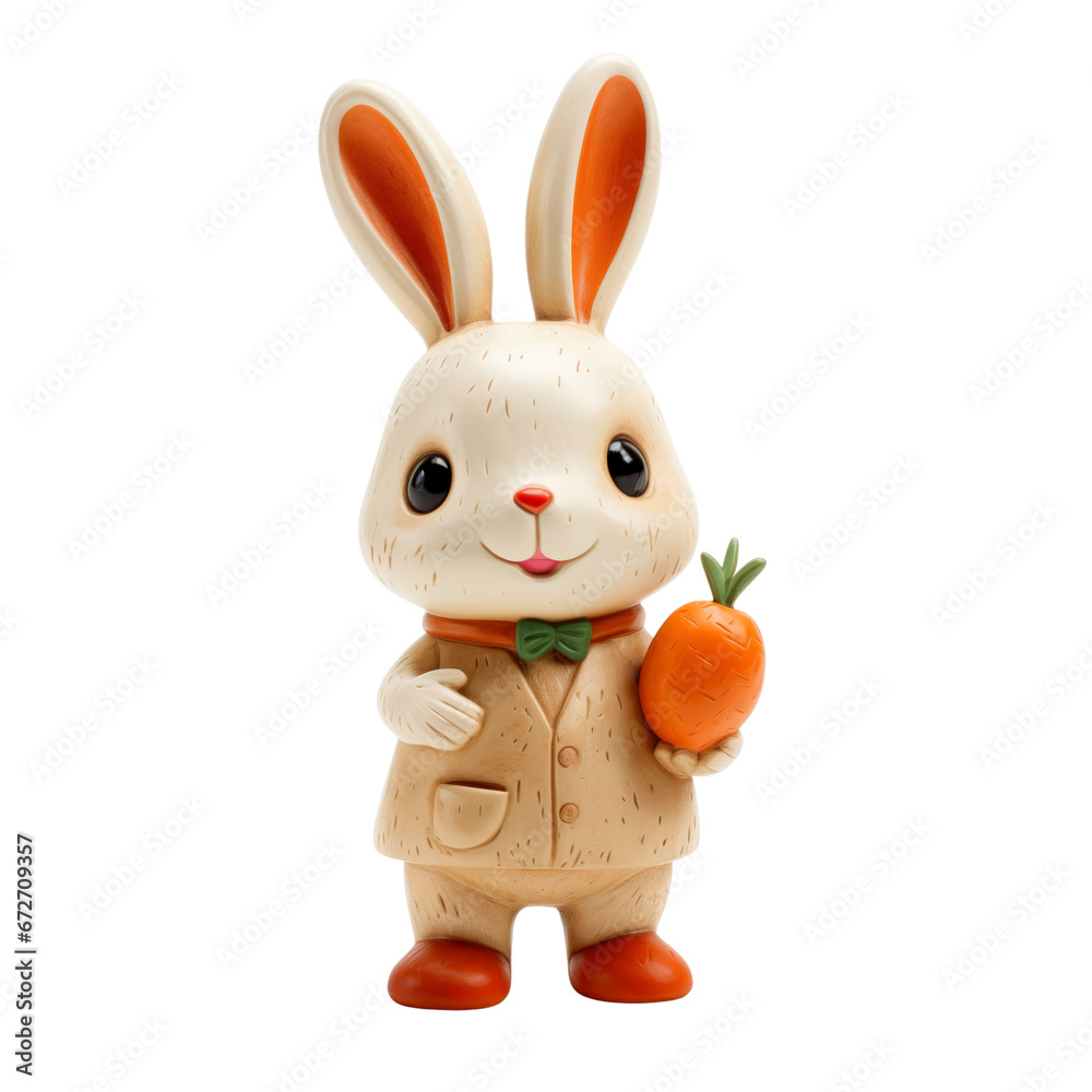 Cute rabbit bunny holding a carrot