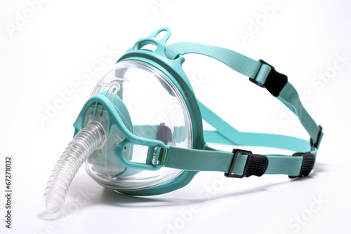 Oxygen mask as resuscitation or reanimation equipment and concept isolated on white