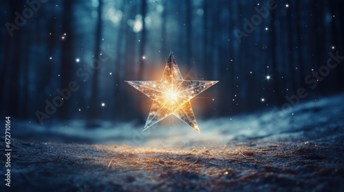 Christmas star shining brightly in night sky. Generative AI