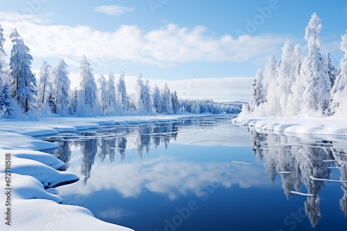 Beautiful winter landscape in blue tones, nature in winter © Ksenia Belyaeva