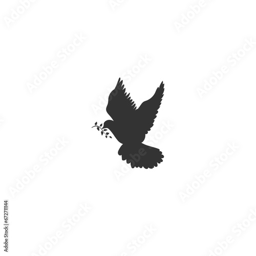 Vector pigeon silhouette icon on white