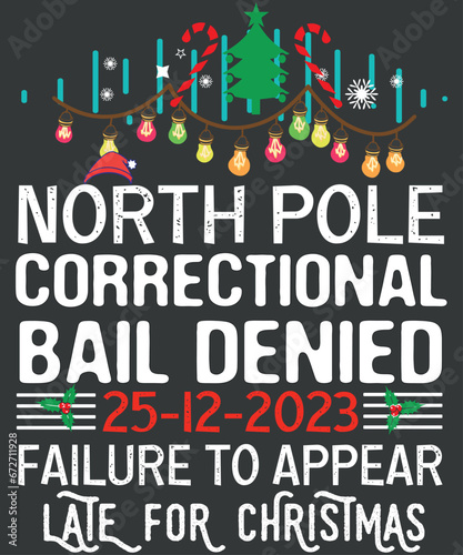 North Pole Correctional Bail Denied Criminally Insane Gone T-Shirt design vector
christmas, north, pole, shirt, correctional, bail, denied, insane, funny, t-shirt, tee
 photo