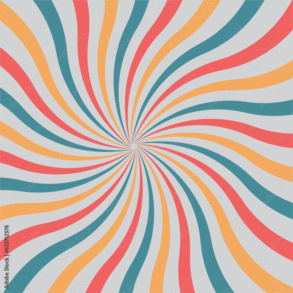 Retro starburst background vector pattern with a vintage color beige in a spiral or swirled radial striped design