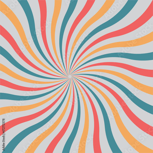 Retro starburst background vector pattern with a vintage color beige in a spiral or swirled radial striped design © NazmulPGD