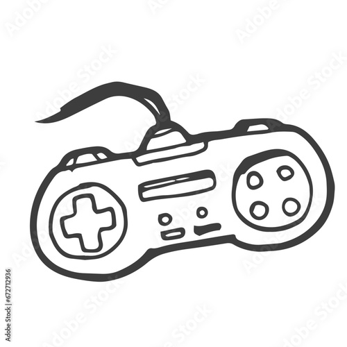 Fototapeta Naklejka Na Ścianę i Meble -  hand drawn classic game controler. joystick doodle