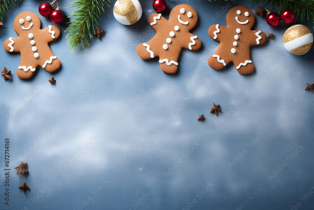 Fototapeta premium christmas tree decorations, santa claus with gifts, snowman in the snow, christmas gift boxes