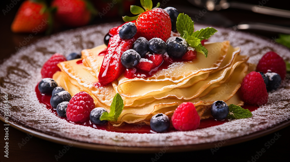 crepes with berries. crepe with strawberry raspberry crepes with berries. crepe with strawberry raspberry
