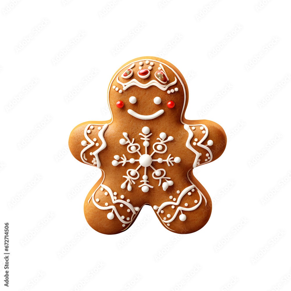 3D gingerbread man Christmas cookie. Christmas decoration illustration