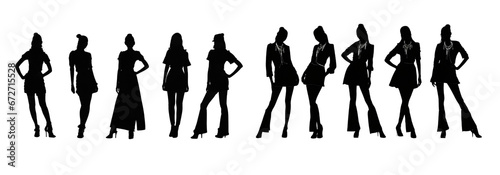 silhouettes of men and a women, a group of standing business people