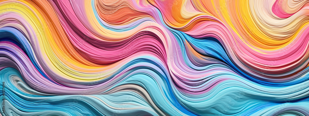 Abstract 3D acrylic paint ink painted wave, Wallpaper Black Background V2