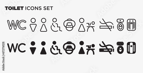 bathroom toilet icon set