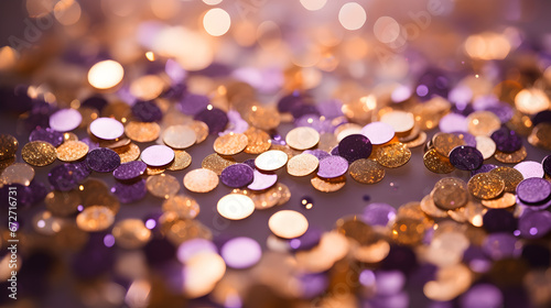 gold and purple abstract glitter confetti background, purple glitter background, abstract background, particle purple