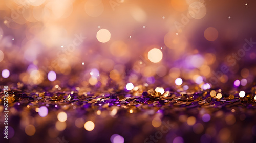 gold and purple abstract glitter confetti background, purple glitter background, abstract background, particle purple