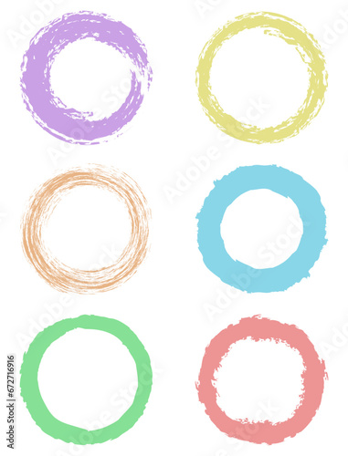 Set of colorful buttons. Vector graphic elements for design. Round buttons. Painted frames. Seal stamp, imprint