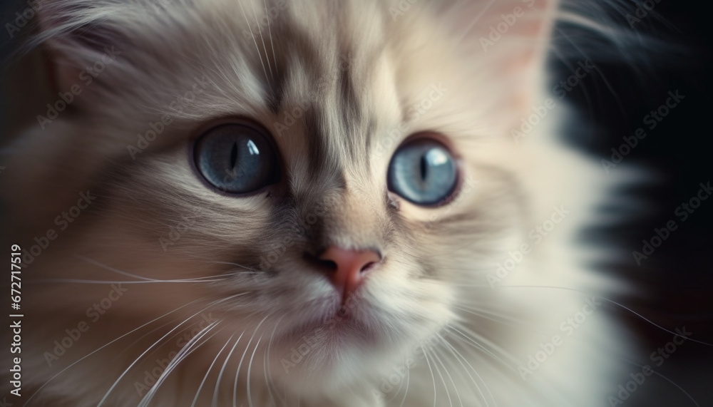 Cute Persian kitten staring with blue eyes, fluffy fur, playful curiosity generated by AI Cute Persian kitten staring with blue eyes, fluffy fur, playful curiosity generated by AI