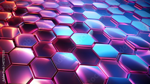 abstract background with hexagons 3d  Holographic hexagonal abstract background
