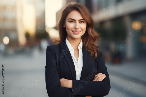 Young happy pretty smiling professional business woman created by generative AI