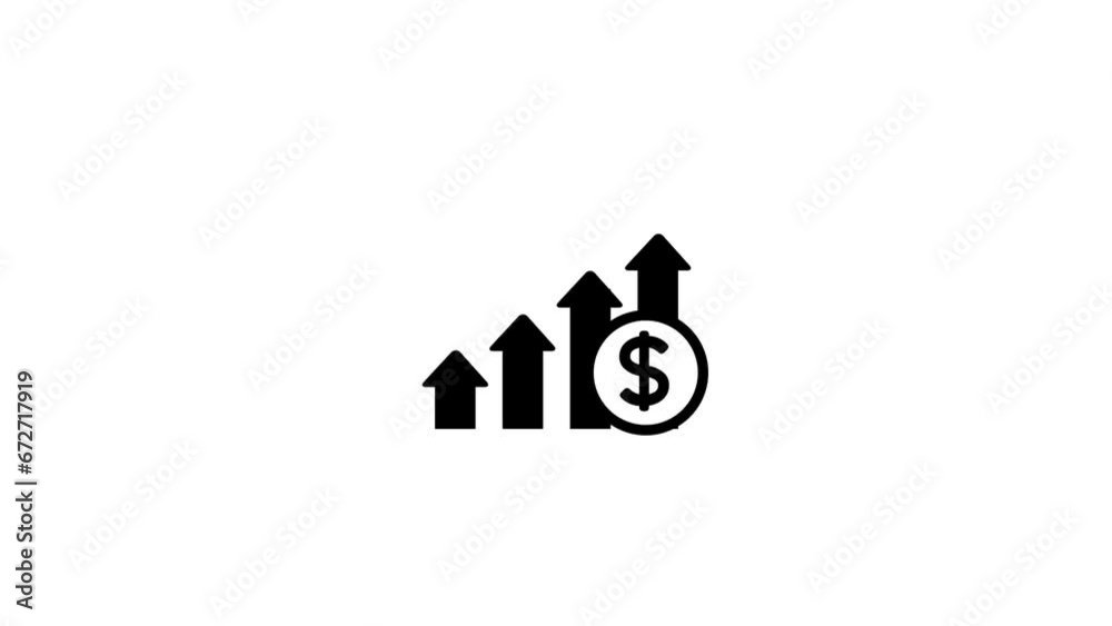 Business growth arrow with dollar sign animation, financial growth chart symbol. k1_1845 Business growth arrow with dollar sign animation, financial growth chart symbol. k1_1845