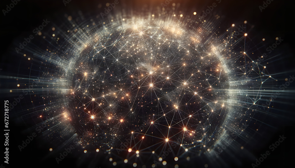 Cosmic Network of Intelligence: Abstract Quantum Connections, Digital Transformation Concept Art, Generative AI
