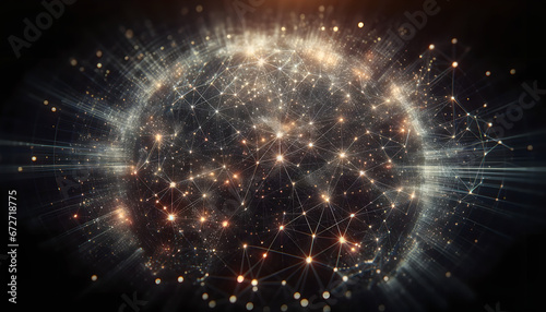 Cosmic Network of Intelligence: Abstract Quantum Connections, Digital Transformation Concept Art, Generative AI