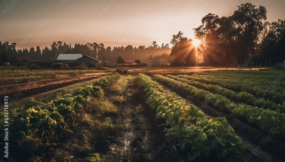 Harvesting the organic farm fresh autumn bounty at dusk generated by AI