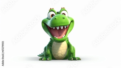 cute crocodil cartoon image on white background.Generative AI