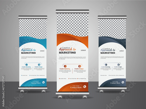 Creative and elegant roll-up banner template vector illustration editable layout, creative marketing approach