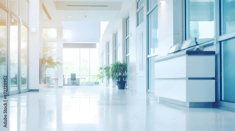 blurred office lobby entrance building background, defocus luxury clinic hospital corridor, modern hotel reception hall interior