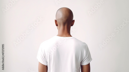 Fictitious bald man seen from behind AI generative