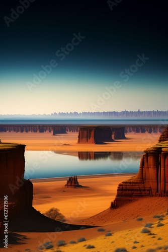  sunset in desert  genrated by AI technology photo