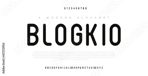 BLOGKIO Modern abstract digital alphabet colorful font minimal technology typography creative urban. vector illustration