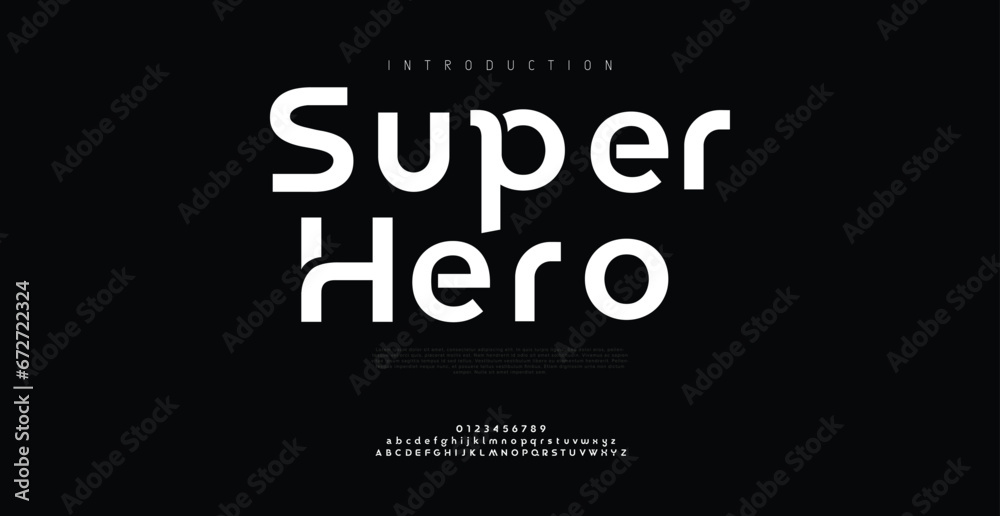 Super Hero Modern abstract digital alphabet font. Minimal technology typography, Creative urban sport fashion futuristic font and with numbers. vector illustration - obrazy, fototapety, plakaty 